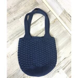 The Sak Navy Blue Medium Shoulder Bag Purse with Matching Knitted Wallet Boho